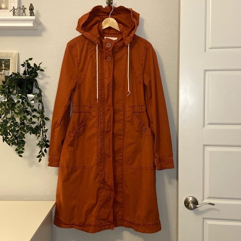Anthropologie Anorak Trench Coat in Rust Orange - Size Small